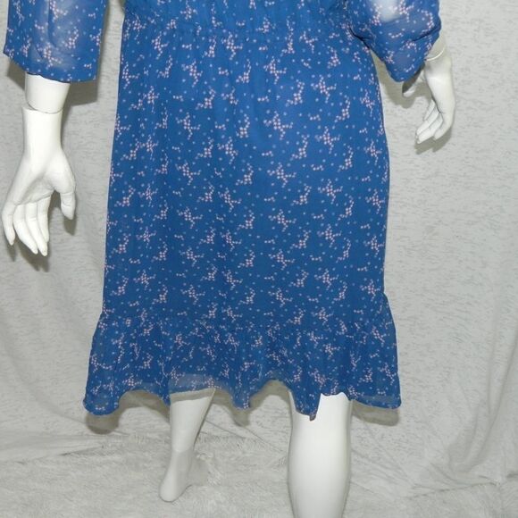 Modcloth Dress Navy Blue with Pink Stars Drawstring Waist Mini Dress Large - Picture 5 of 7